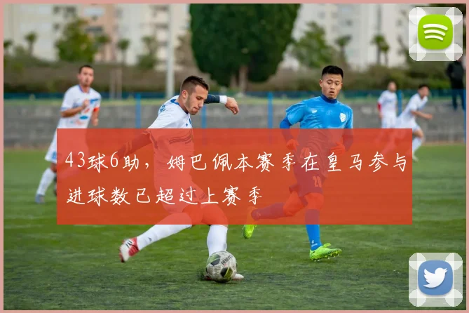 43球6助，姆巴佩本赛季在皇马参与进球数已超过上赛季