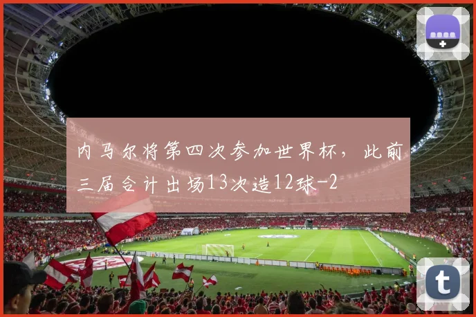 内马尔将第四次参加世界杯,此前三届合计出场13次造12球